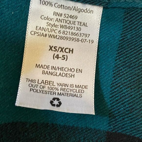 Wonder Nation Black/Turquoise Button Down Flannel - Picture 5 of 6